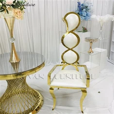 משענת יד מרופדת זהב חתונה כסאות אוכל